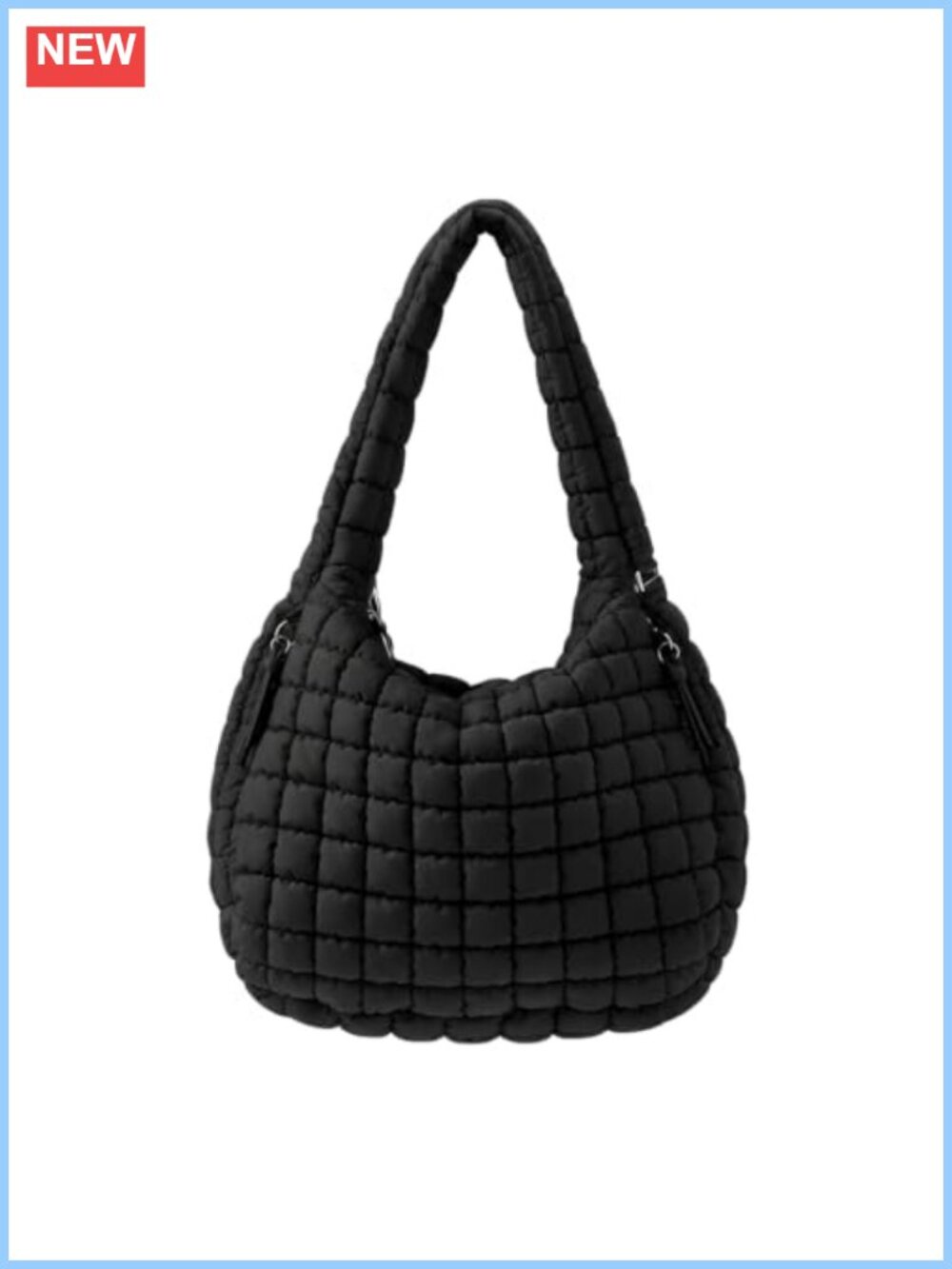 Quilted Puffer Tote Bag Nylon Carryall Hobo Crossbody Shoulder Purse